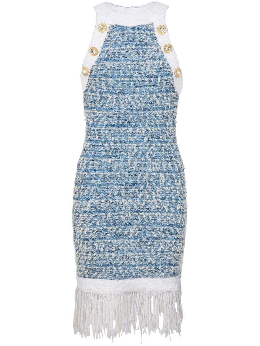 fringed tweed minidress