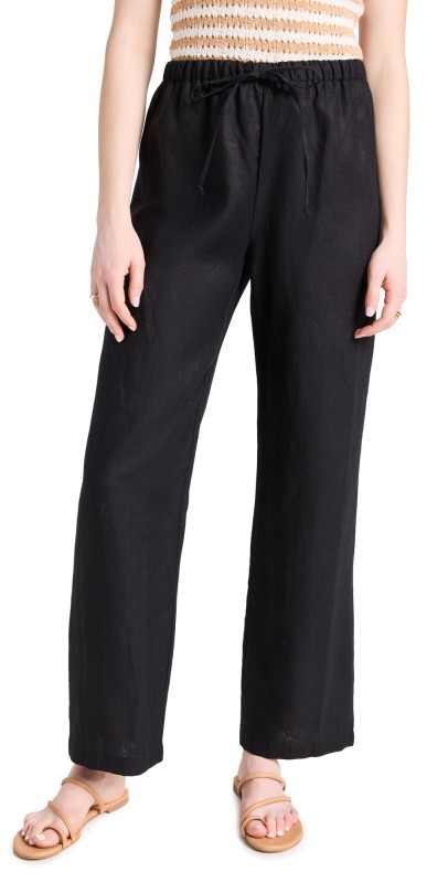 Reformation Olina Linen Pants Black