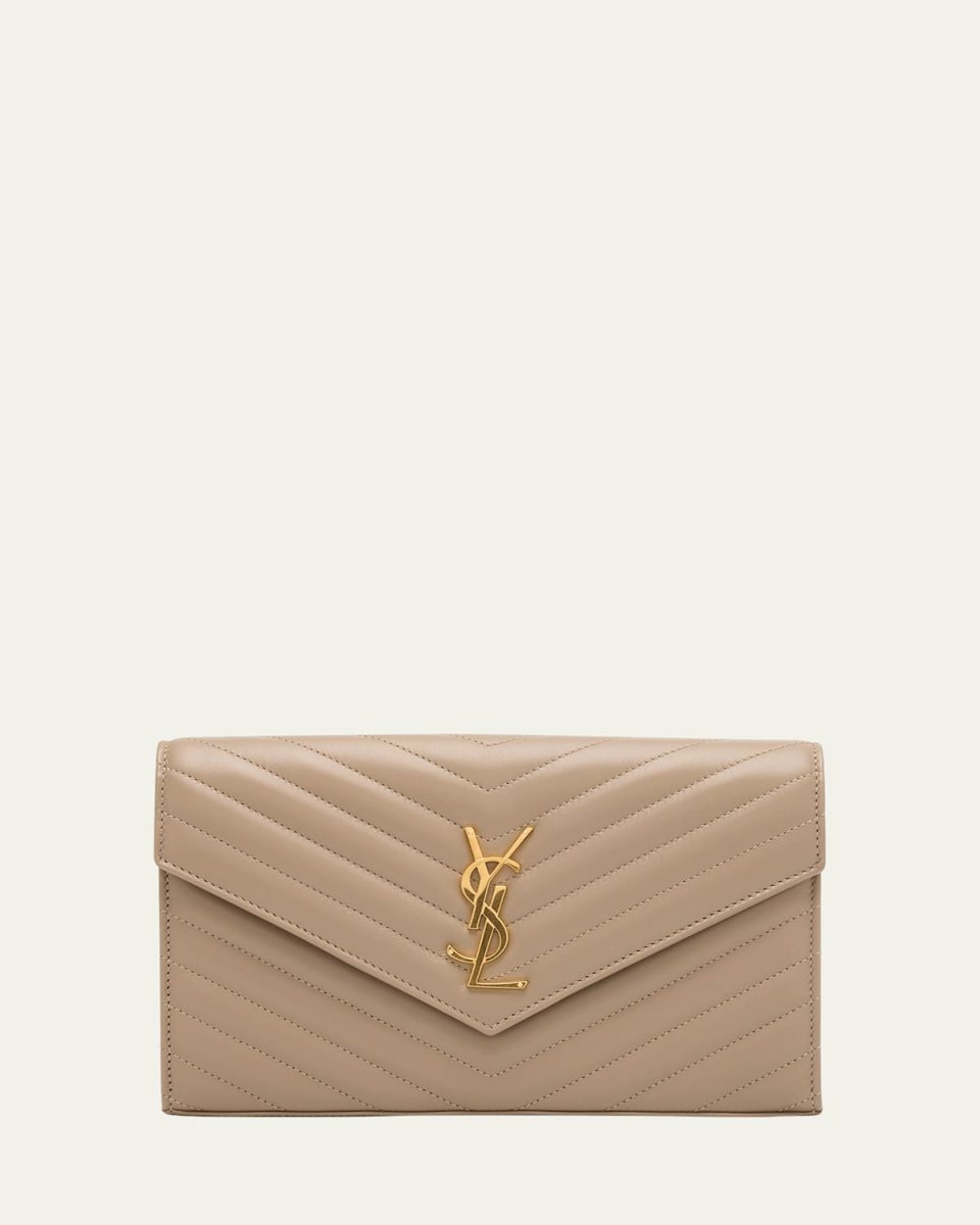 YSL Monogram Large Wallet on Chain in Smooth Leather
