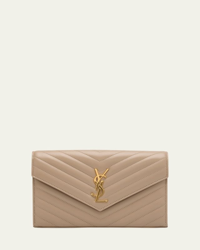 YSL Monogram Large Wallet on Chain in Smooth Leather