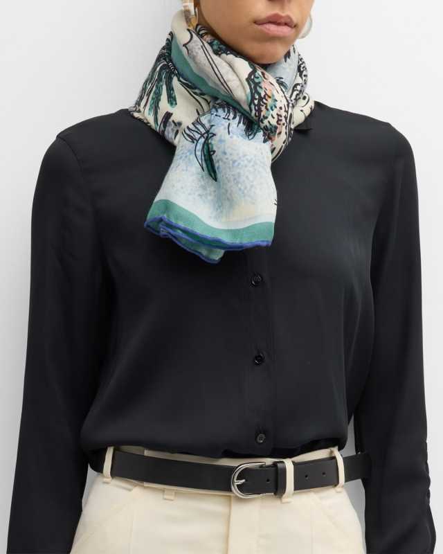 Cairo Blue Cashmere-Blend Scarf