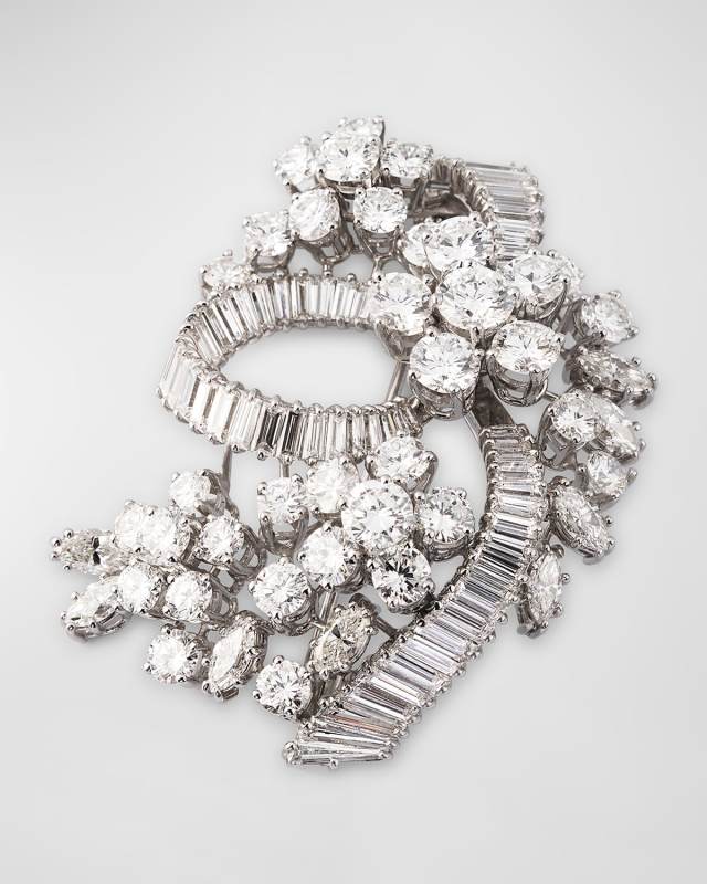 Estate Platinum and Diamond Bow Spray Pin