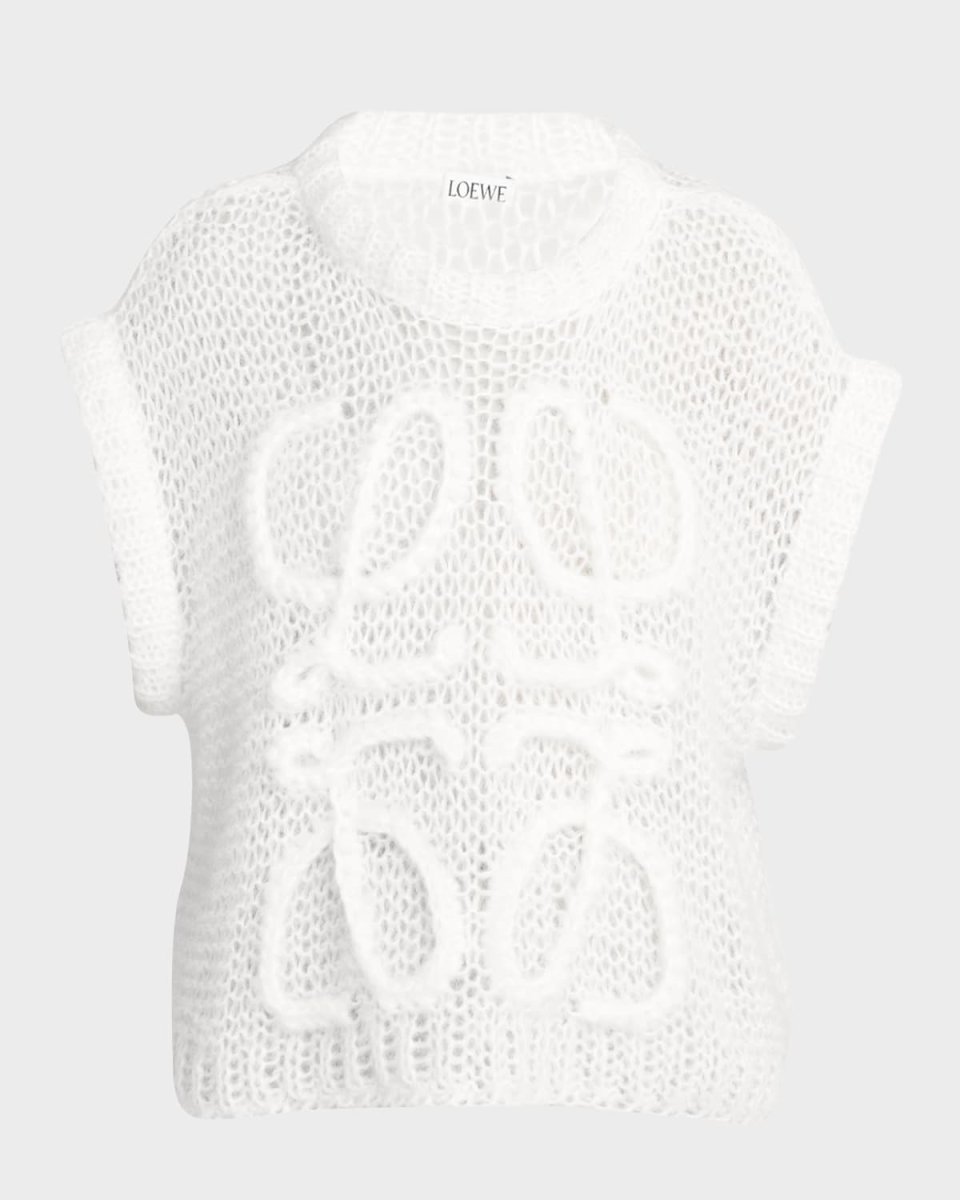 Open-Knit Wool Vest with Anagram Detai