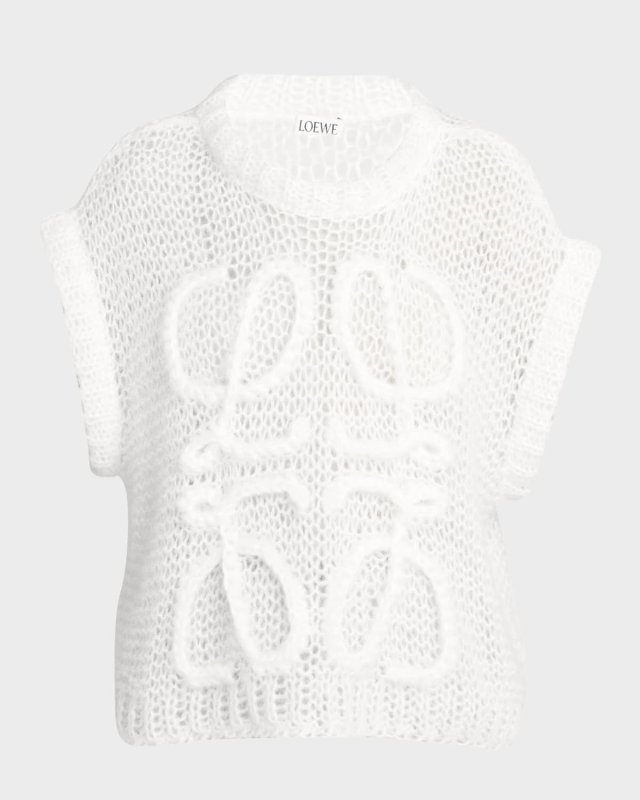 Open-Knit Wool Vest with Anagram Detai