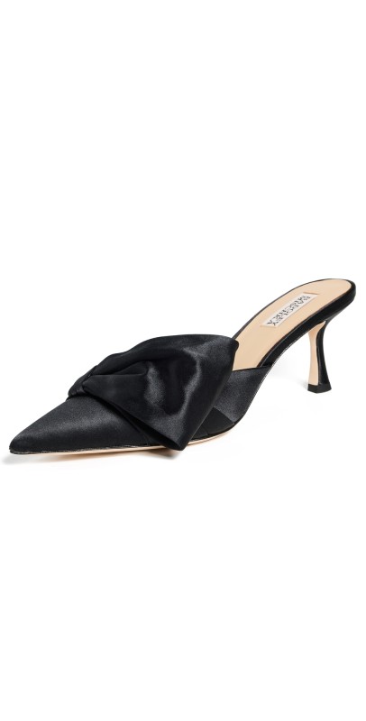 Badgley Mischka Alaya Mules Black Satin