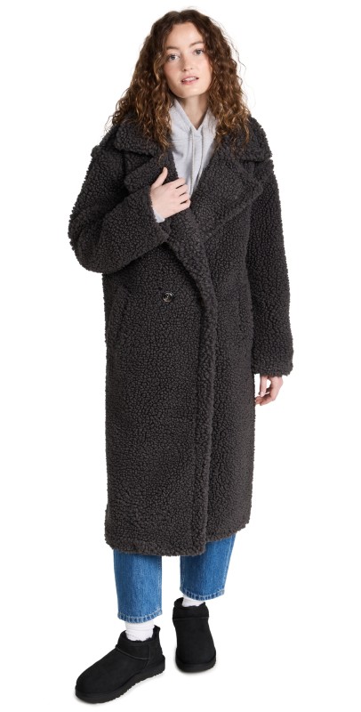 UGG Gertrude Long Teddy Coat Ink Black