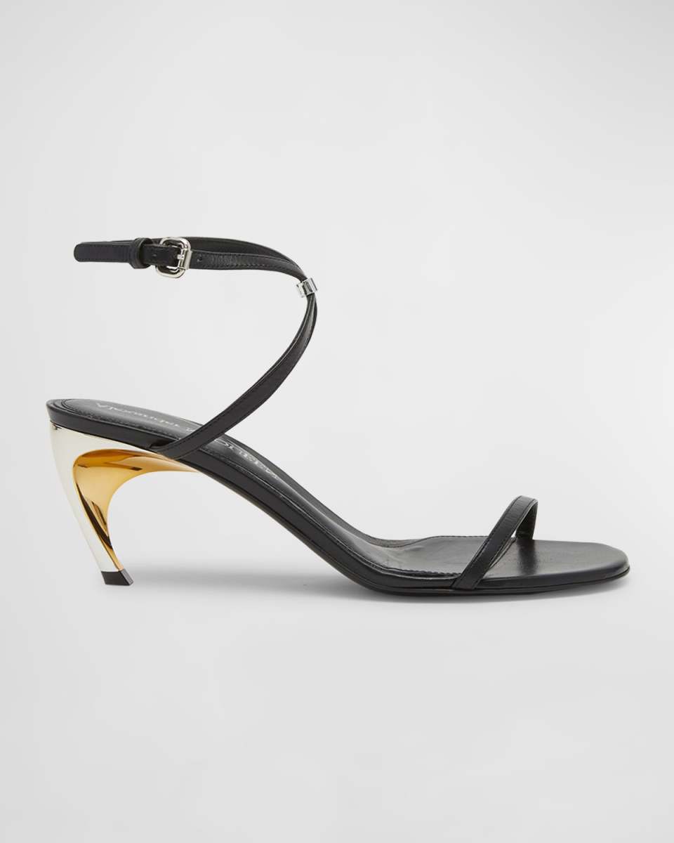 Armadillo Leather Metallic-Heel Sandals