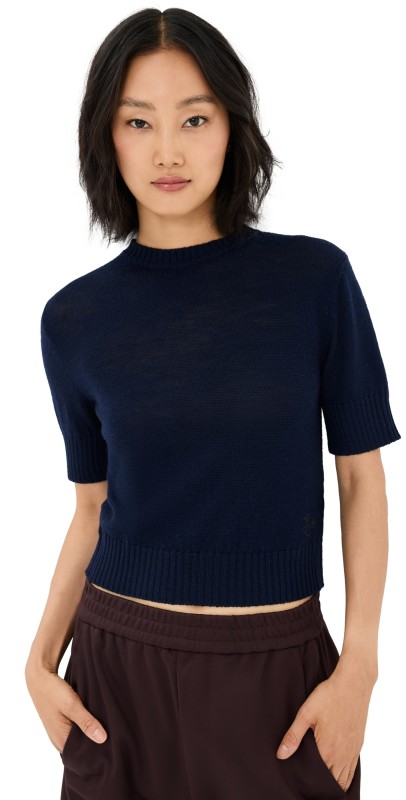 Jil Sander Short Sleeve Knit Pullover Midnight