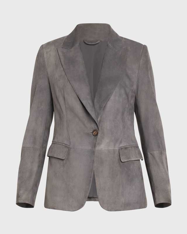 Suede One-Button Jacket