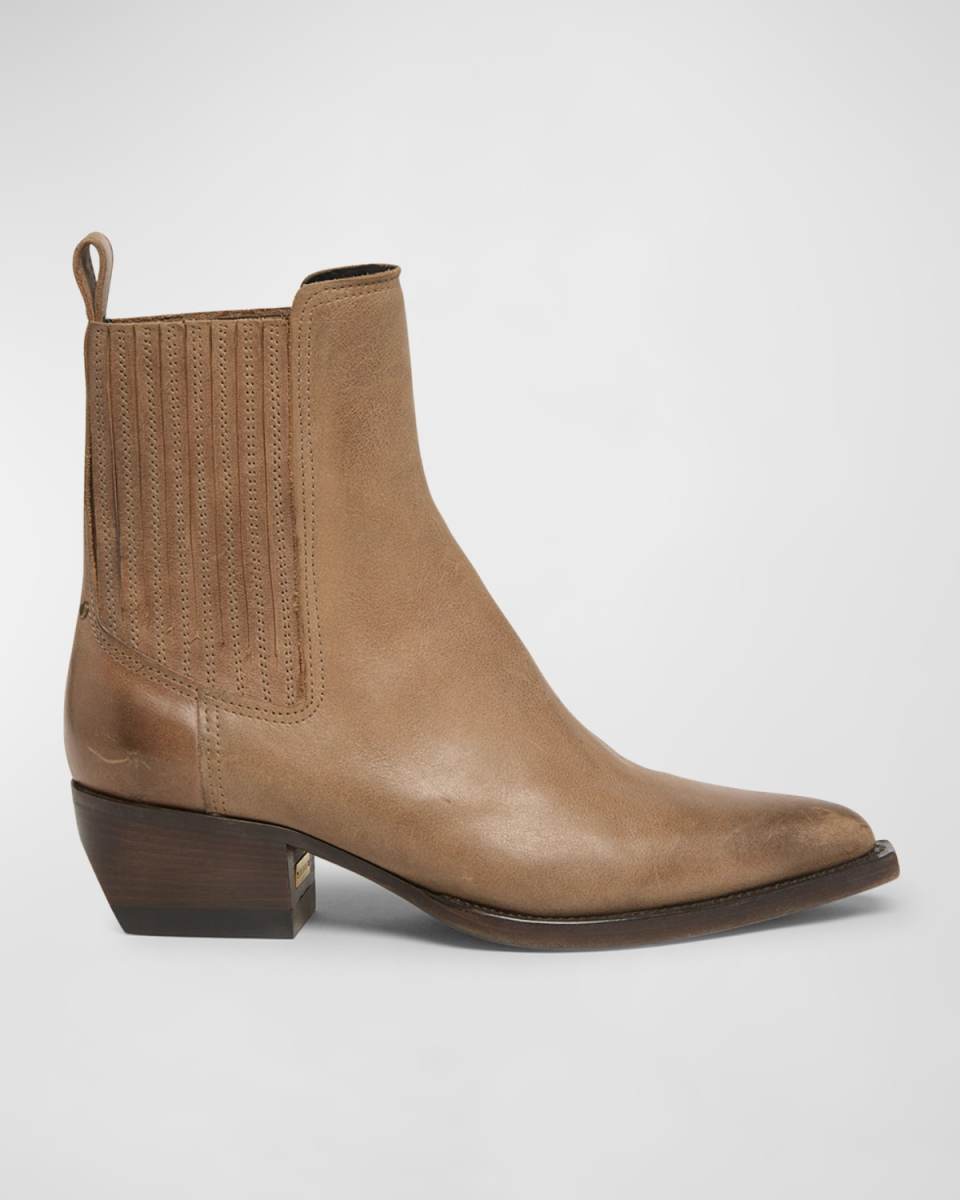 Debbie Pointed Leather Ankle Boots