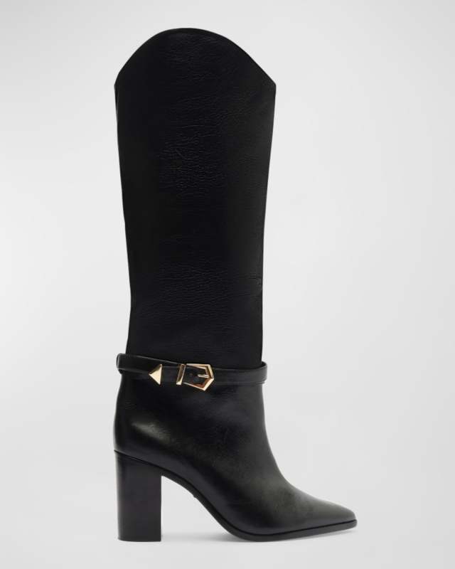 Maryana Leather Buckle Knee Boots