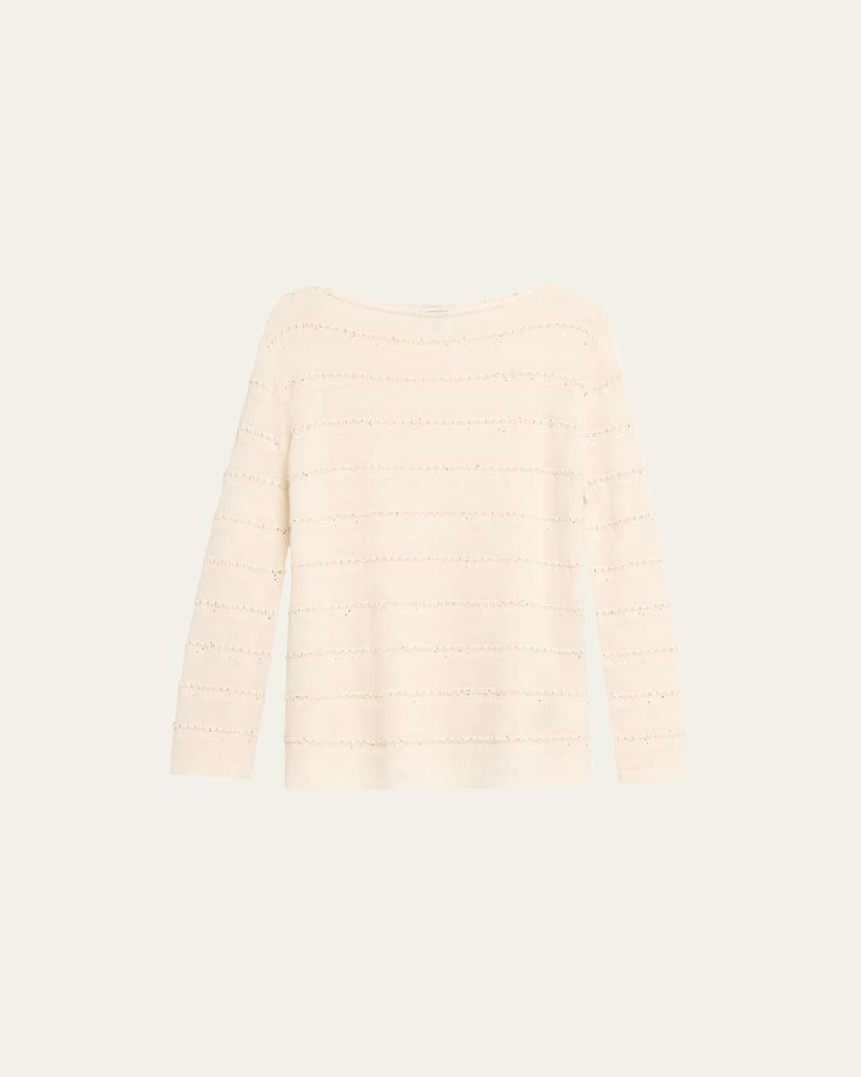 Cashmere Open-Knit Striped Sweater