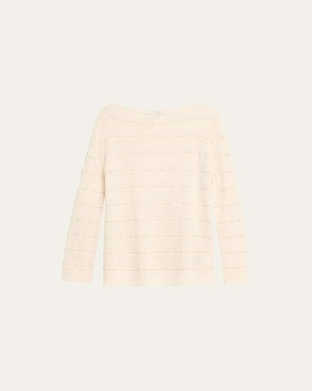 Cashmere Open-Knit Striped Sweater