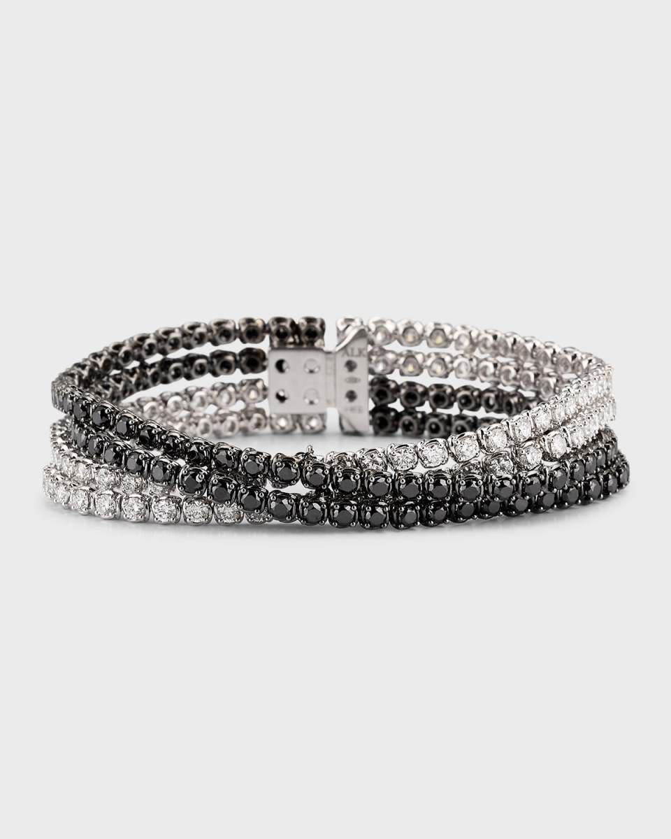 18K White Gold Black and White Diamond Bracelet