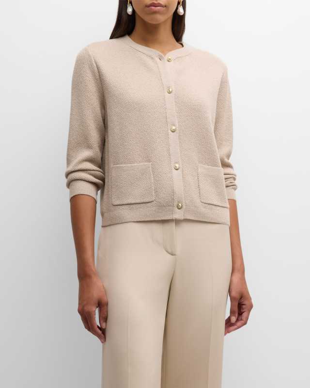 Meri Shimmer Button-Down Sweater