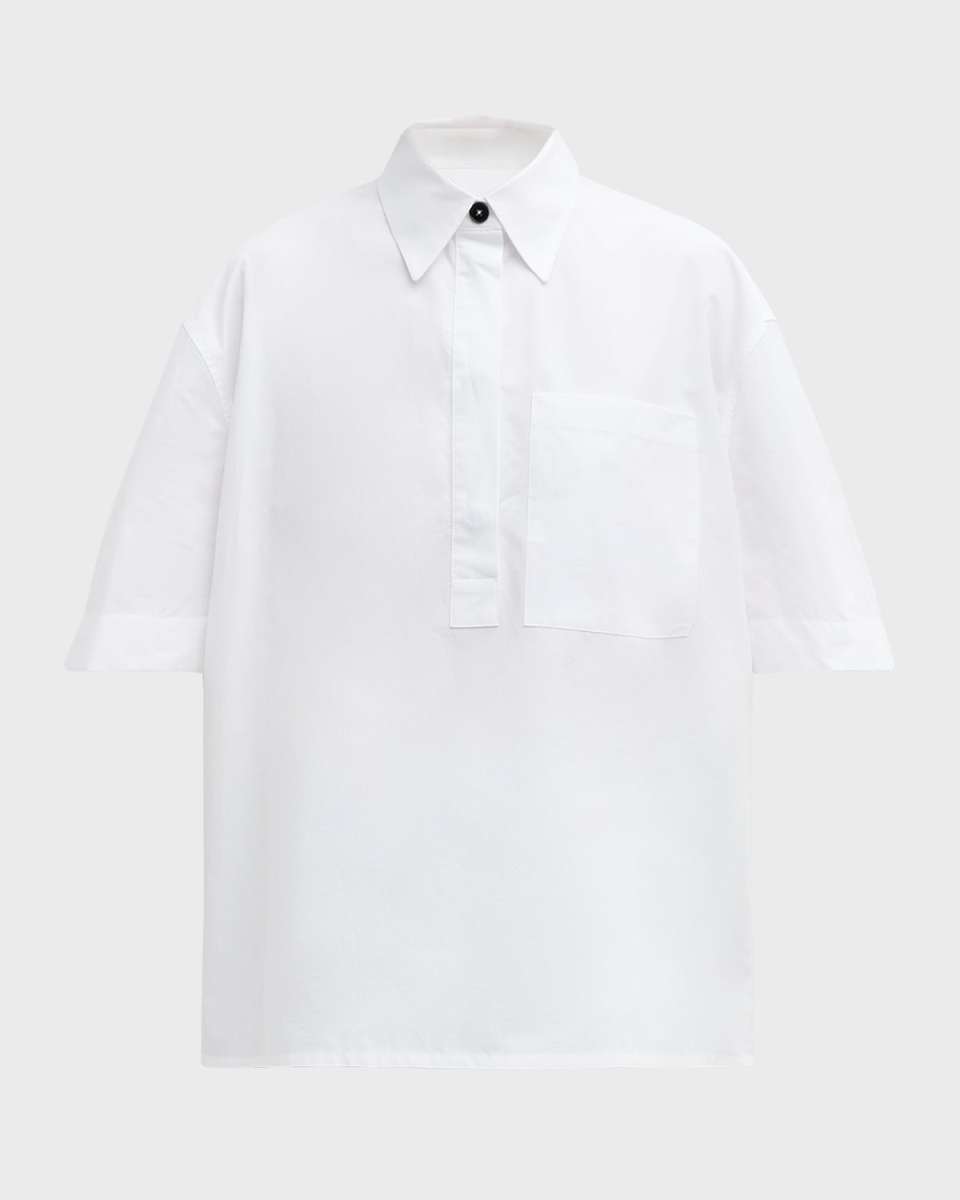 Short-Sleeve Collared Cotton Shirt