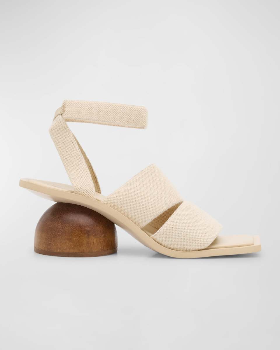 Dunia Stretch Cotton Dome-Heel Sandals