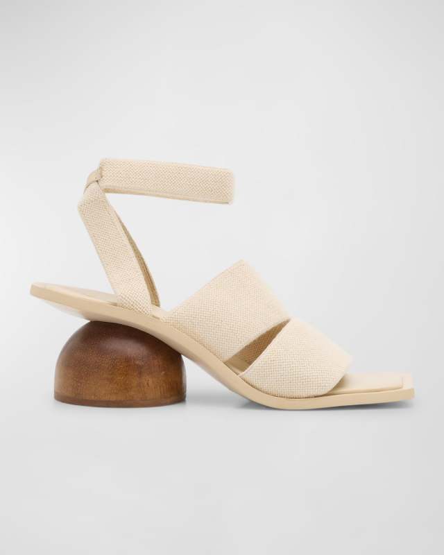 Dunia Stretch Cotton Dome-Heel Sandals