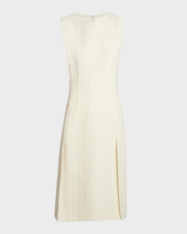 Tweed Pleated Midi Dress
