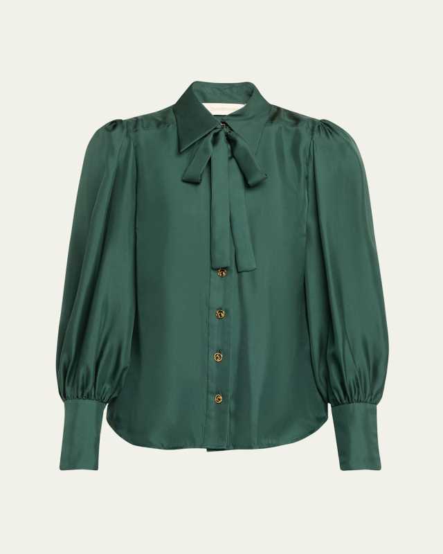 Illustration Blouson Silk Shirt