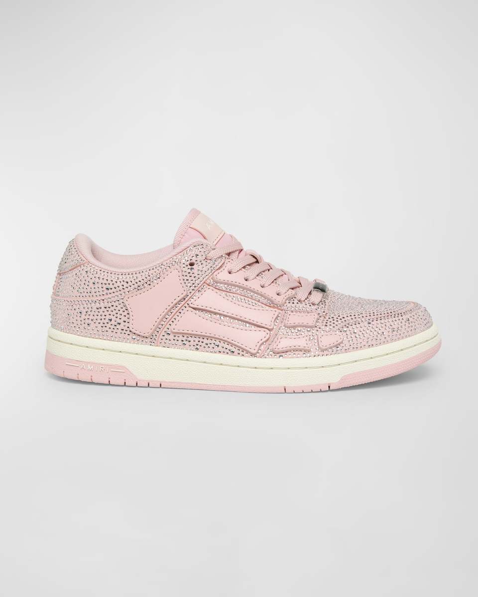 Skel Crystal Leather Low-Top Sneakers