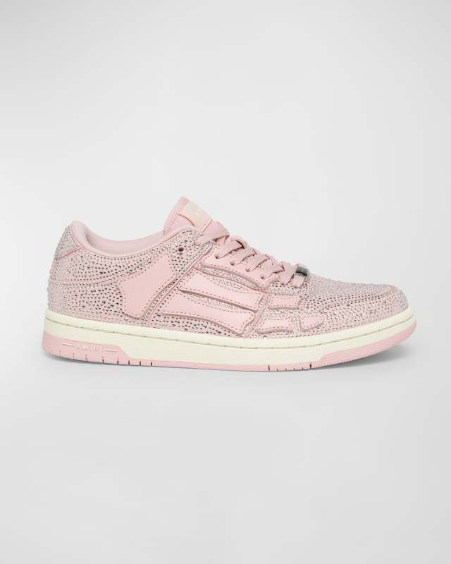 Skel Crystal Leather Low-Top Sneakers