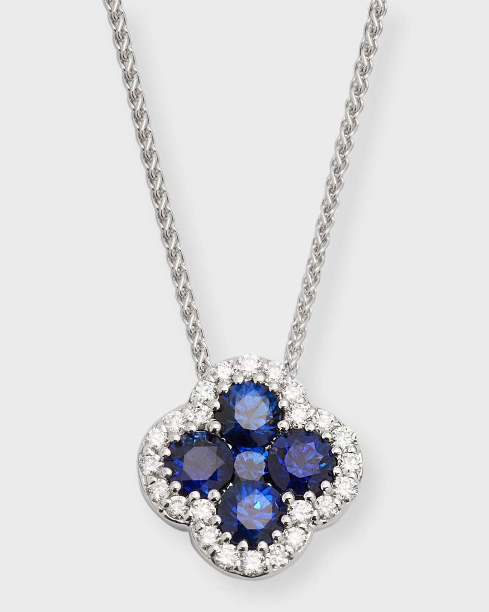 18k White Gold Diamond and Sapphire Pendant Necklace, 18"L, 1.51tcw