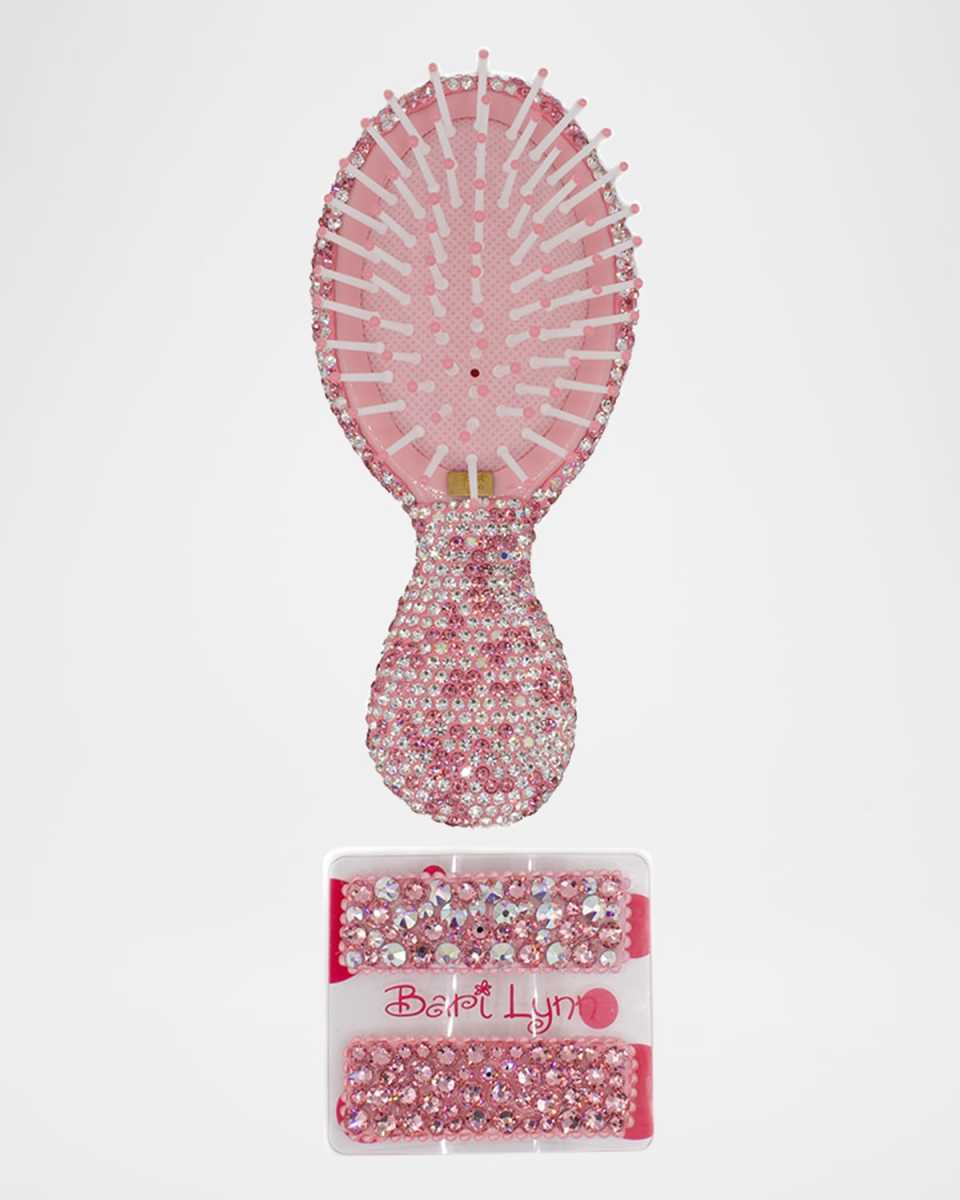 Girl's Rhinestone Travel Brush & Clips Holiday Gift Box Set