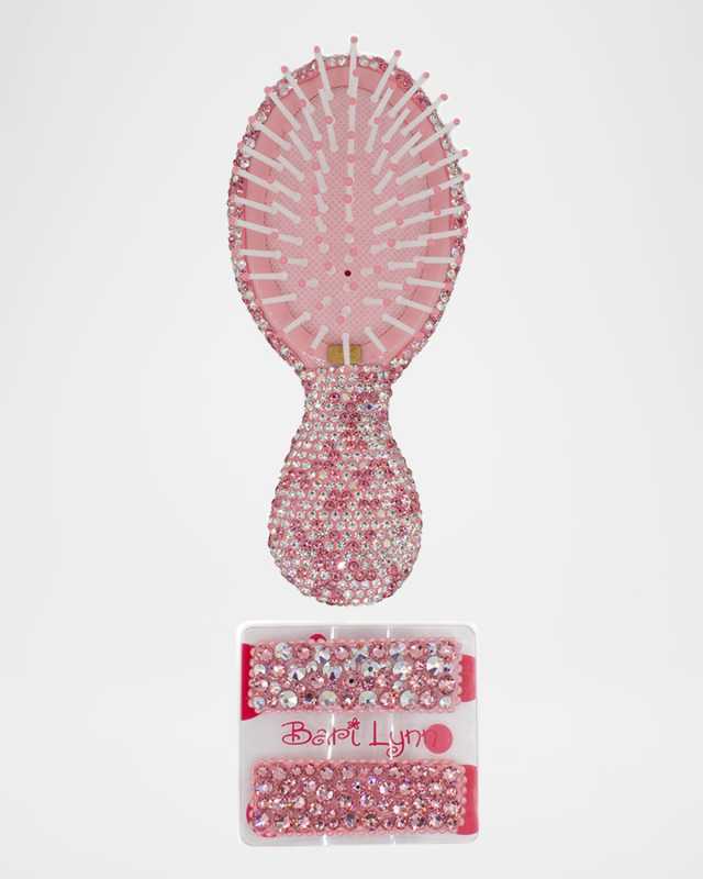 Girl's Rhinestone Travel Brush & Clips Holiday Gift Box Set