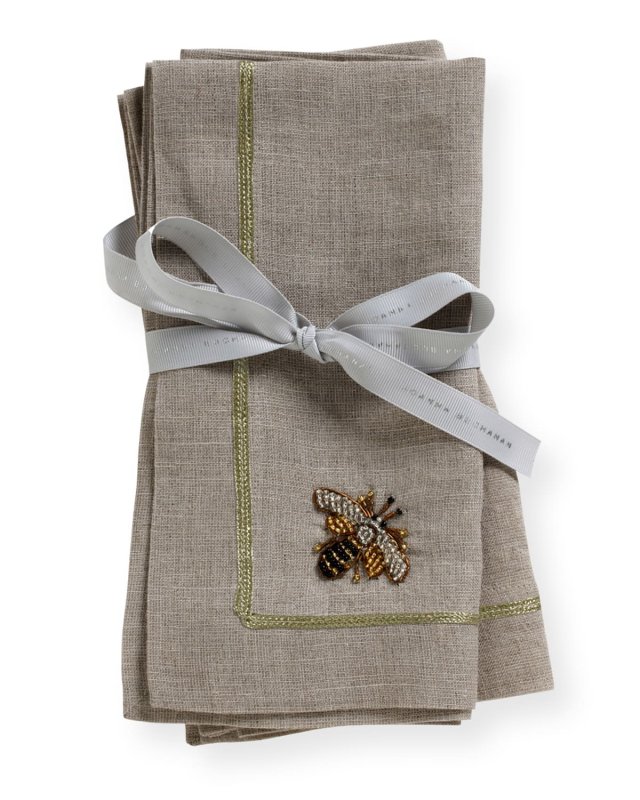 Striped Bee Dinner Napkins, Set of 2