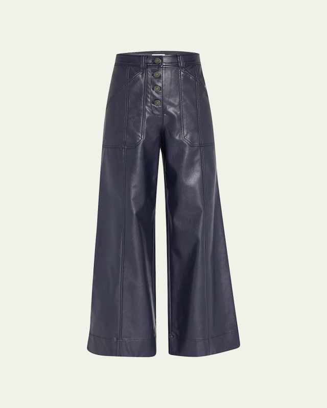 Benji Cropped Wide-Leg Faux-Leather Pants