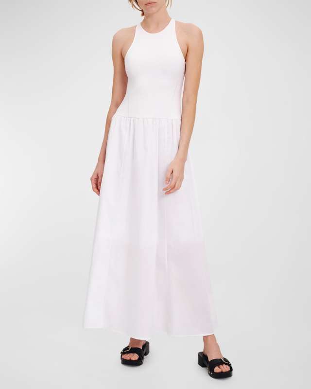 Pima Cotton Mixed Media Sleeveless Maxi Dress