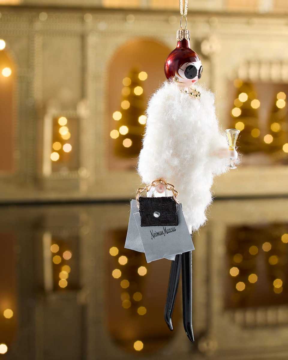 Fashionista in Jacket with Boots and NM Shopping Bag Christmas Ornament