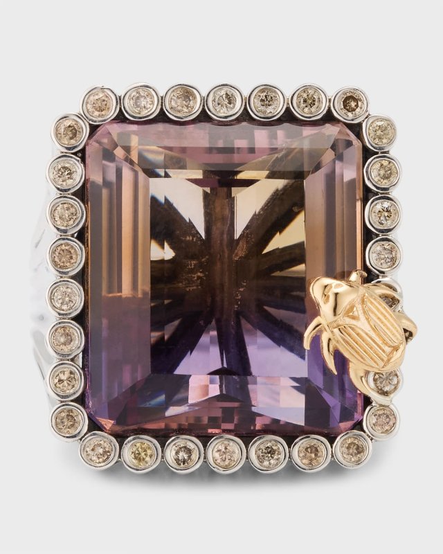 Ametrine and Champagne Diamond Statement Ring