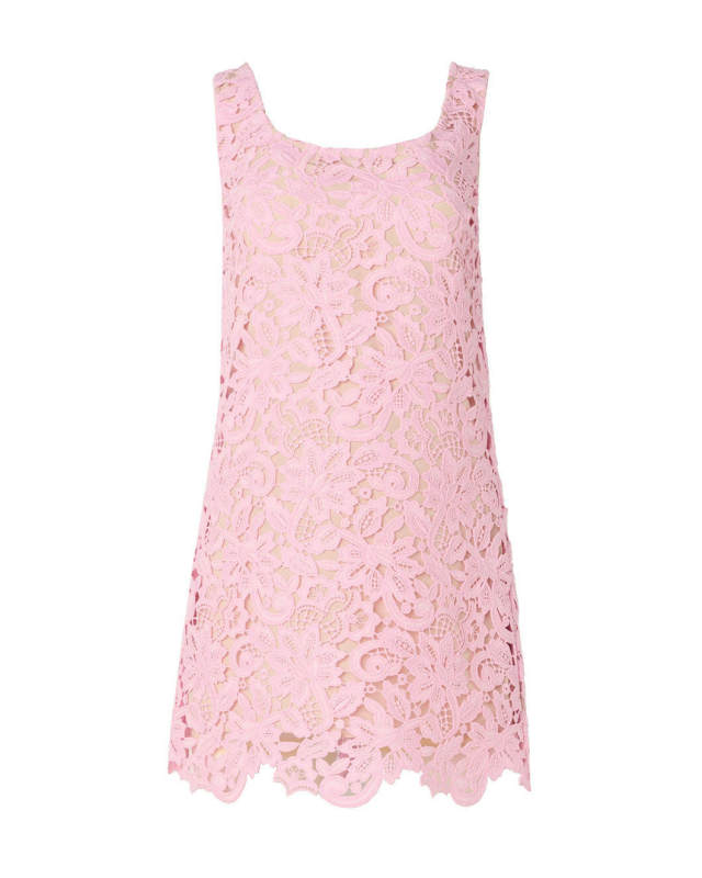 Pink Floral Lace Mini Dress