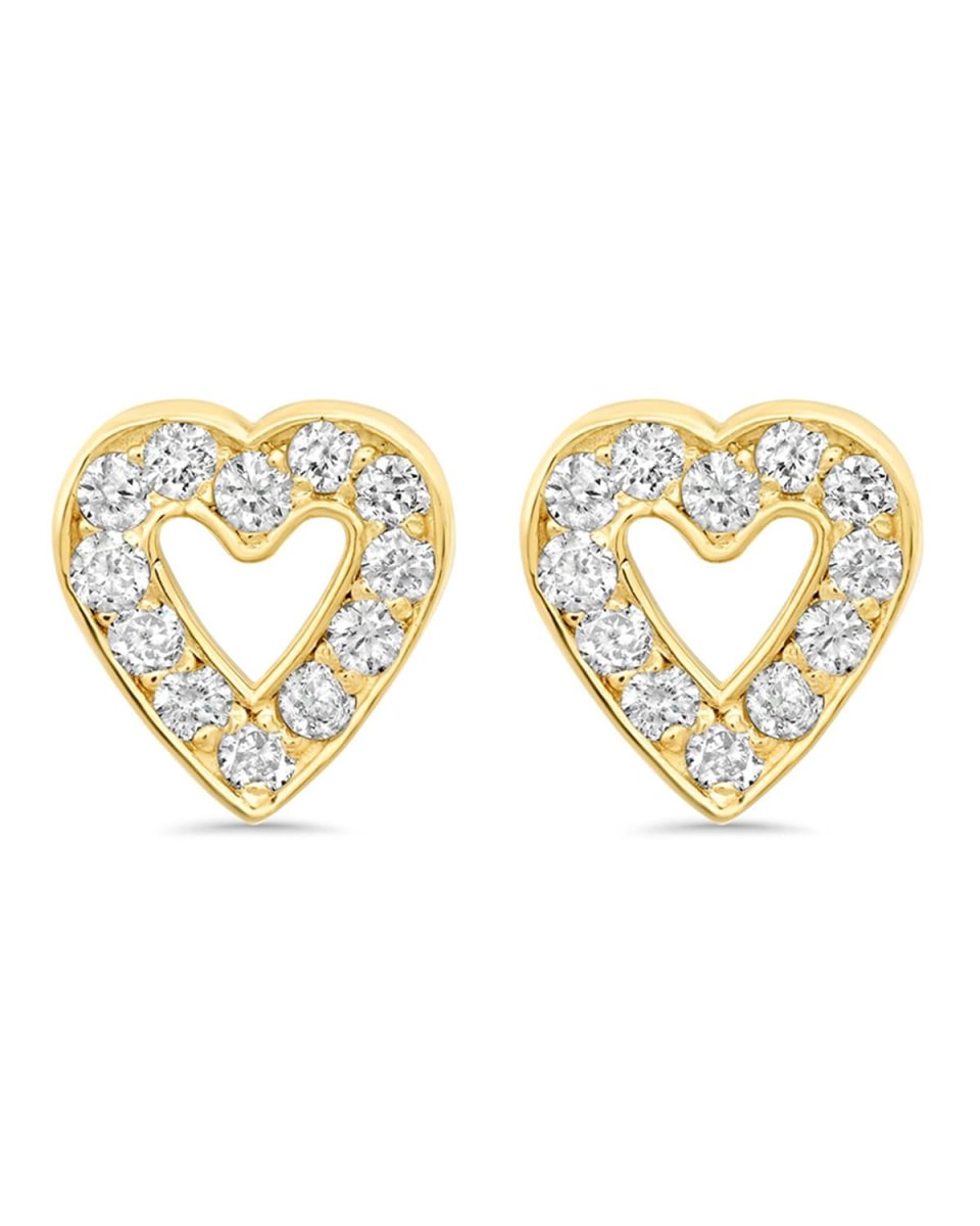 Mini Diamond Open Heart Stud Earrings