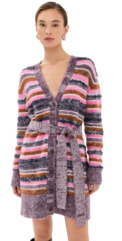 Figue Erica Cardigan Sweater Multi Stripe Berry Blue