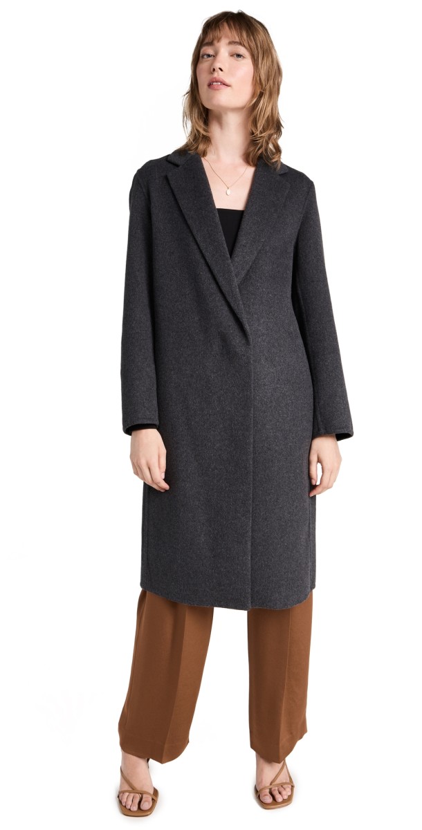 Vince Classic Straight Coat Charcoal