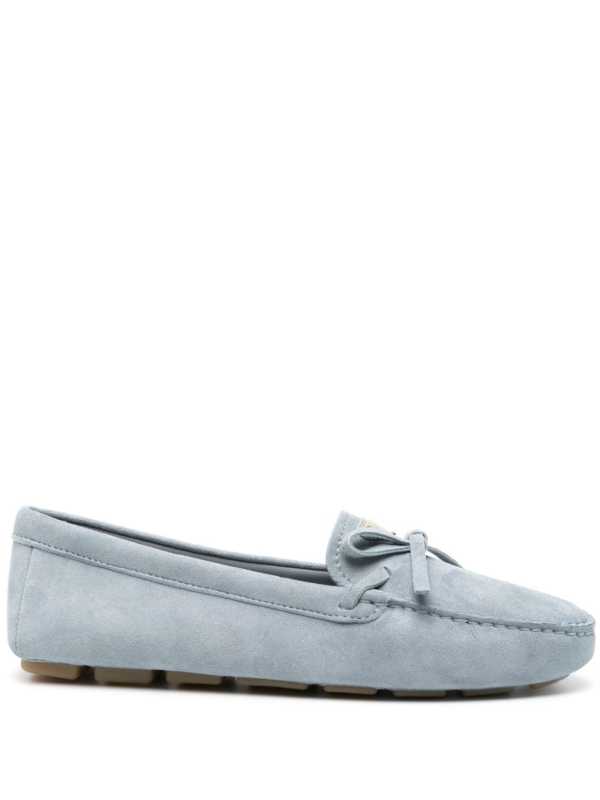 enamel-logo suede driving shoes