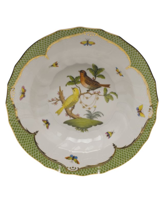 Rothschild Bird Green Motif 06 Rim Soup Bowl