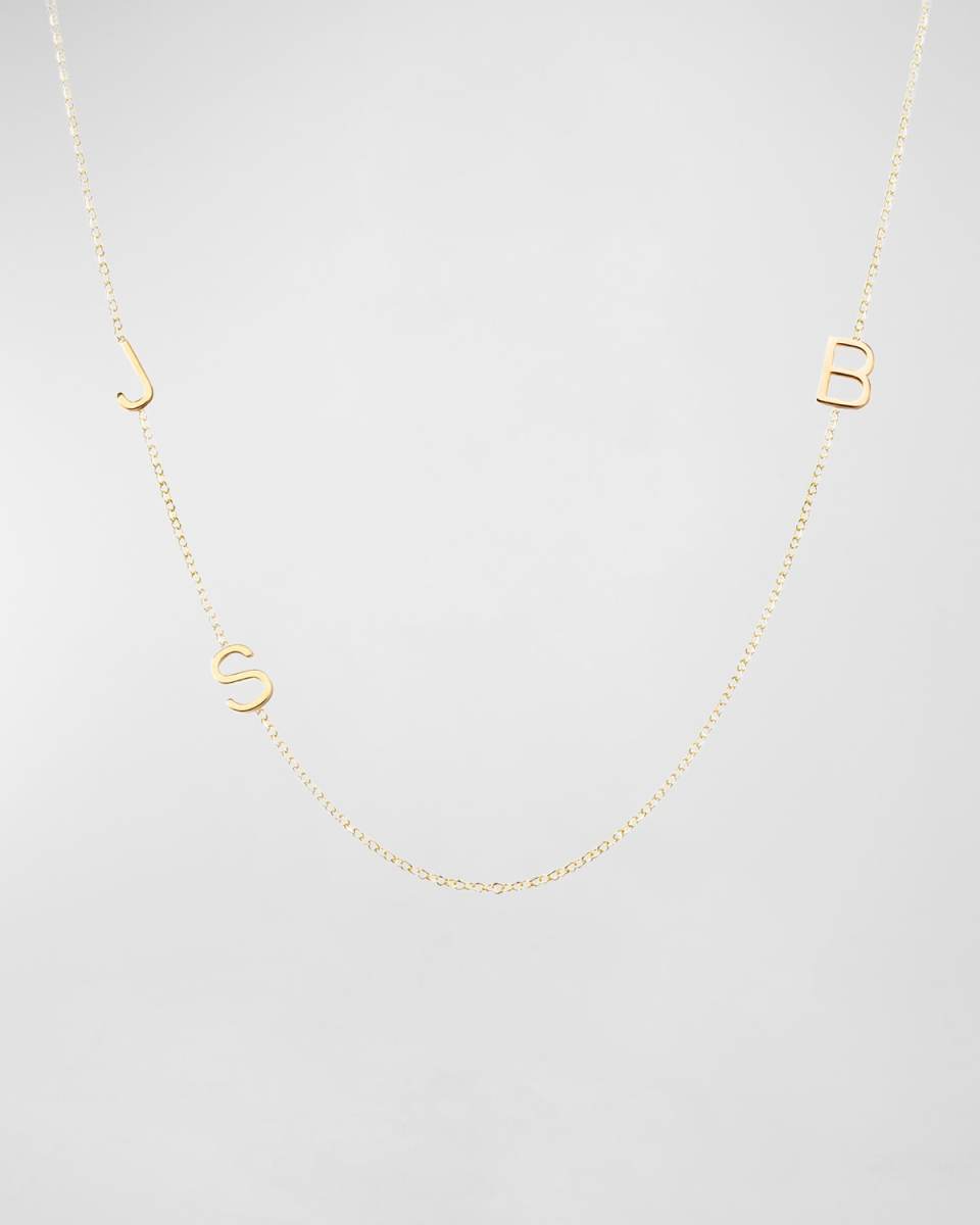 Mini 3-Letter Personalized Necklace, 14k Yellow Gold