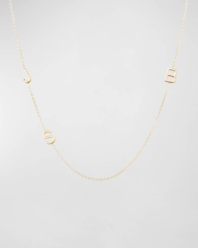 Mini 3-Letter Personalized Necklace, 14k Yellow Gold