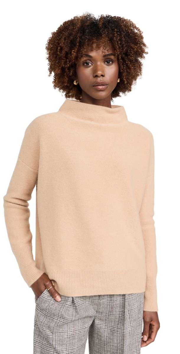 Vince Boiled Funnel Neck Cashmere Pullover Sweater H Jade Lake