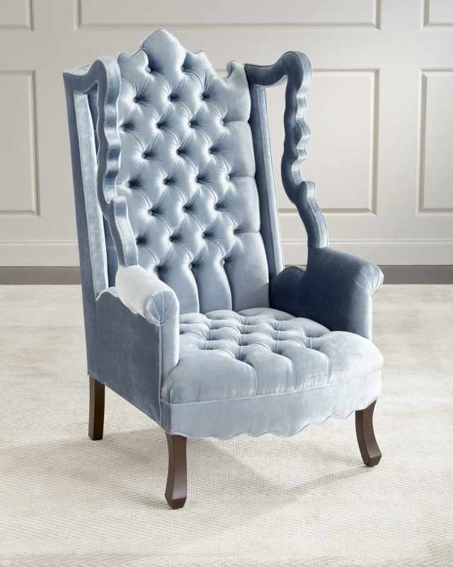 Isabella Tufted Velvet Cut-Out Wing Chair