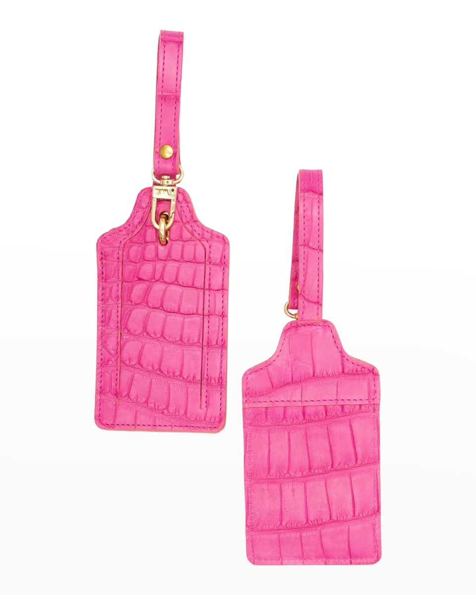 Two Polished Matte Alligator Luggage Tag Set