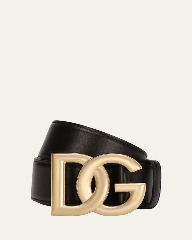 DG Logo Buckle Leather Belt