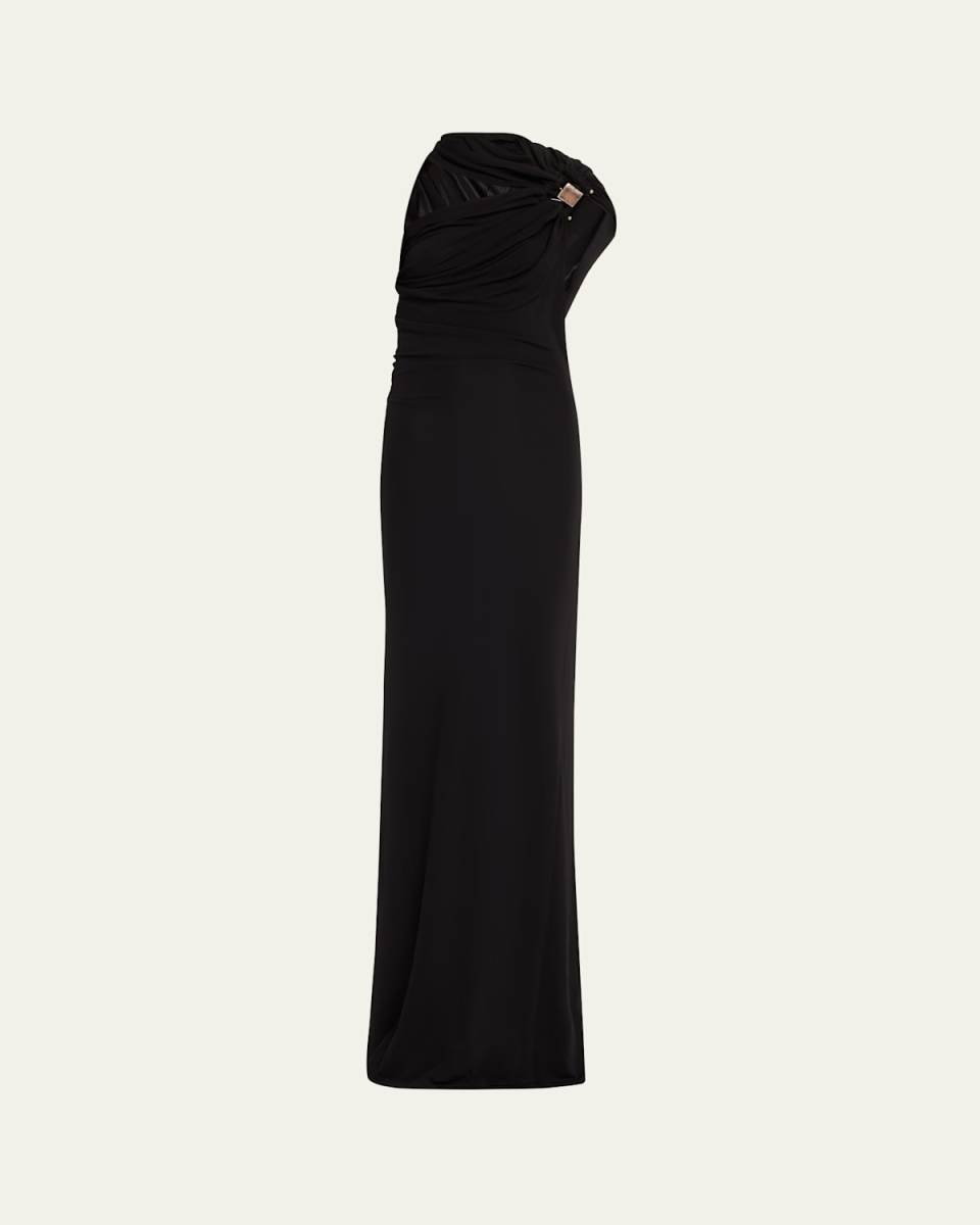 Bezel Quartz Halter Column Dress
