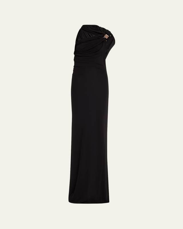Bezel Quartz Halter Column Dress