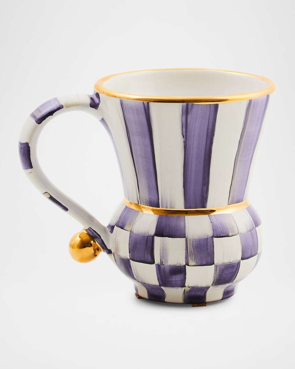 Plum Check Ceramic Mug