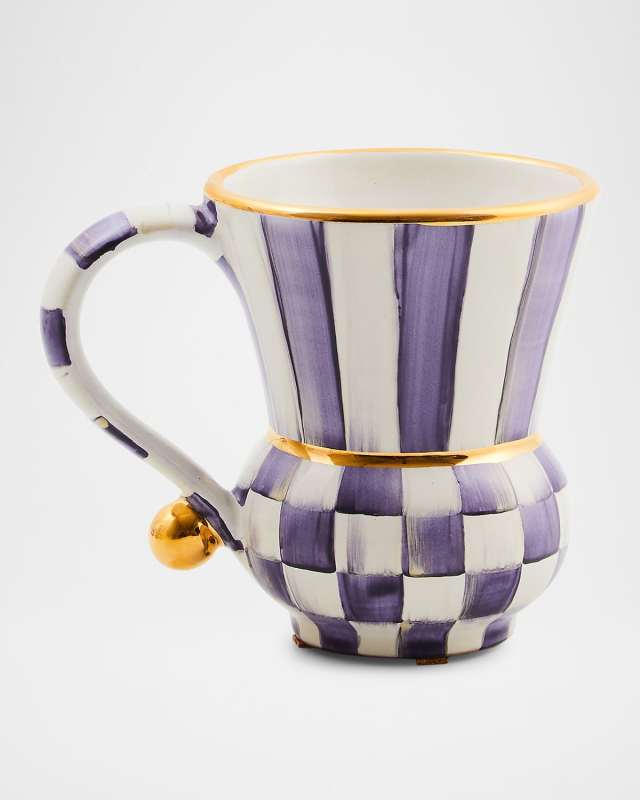 Plum Check Ceramic Mug